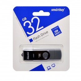 Флеш-накопитель 32Gb SmartBuy Twist Dual, пластик, металл, Type-C + Type-A, чёрный