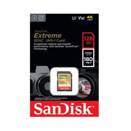 Карта памяти SD 128Gb SanDisk, Extreme, UHS-I R/W 180/90Mb/s