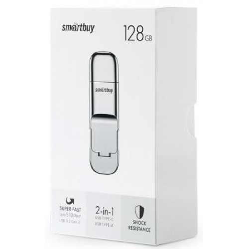 Флеш-накопитель 128Gb SmartBuy M5, USB 3.2 gen, Type-C, металл, серебряный