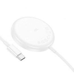 Устройство зарядное беспроводное Type-C HOCO, CW50, для смартфонов, Apple Watch и Airpods, 1.0м, 5V, 2.0A, цвет: белый