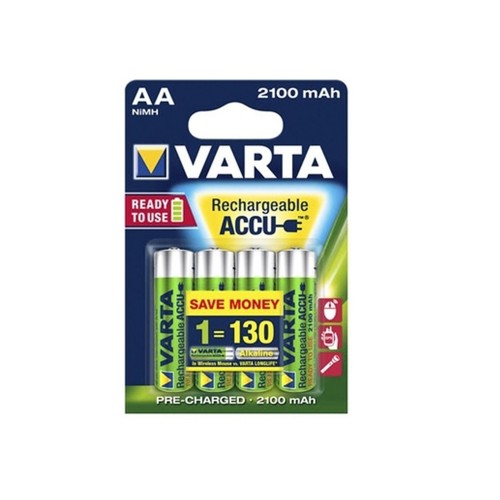 Аккумулятор AA Varta, LR06-4BL, Rechargeable, 2100mAh, предзаряженные, (4/40/400)