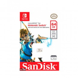 Карта памяти microSDXC 64Gb SanDisk, Nintendo Cobranded, Class10, UHS-I U3 A1 V30 100/60 Mb/s, без адаптера