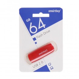 Флеш-накопитель 64Gb SmartBuy Scout, USB 2.0, пластик, красный