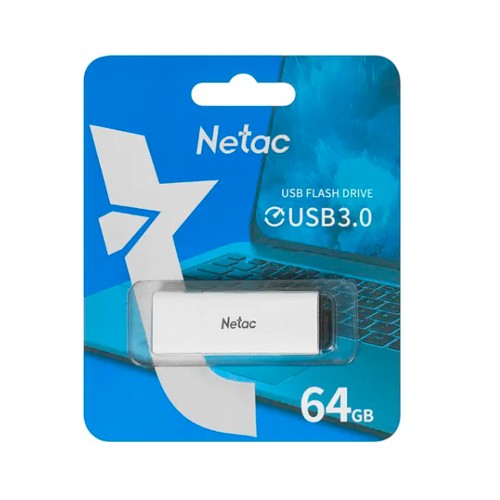 Флеш-накопитель 64Gb Netac U185, USB 3.0, пластик, индикатор, белый