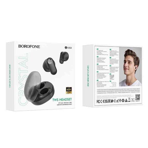 Наушники внутриканальные Borofone BW54, Lucky, Bluetooth, цвет: чёрный, (арт.6941991111334)