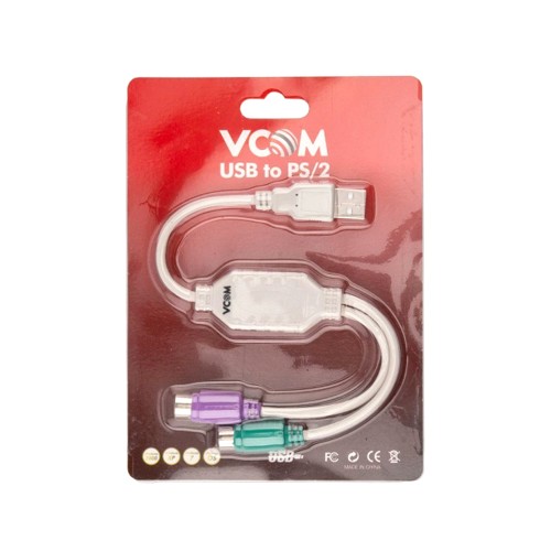 Кабель USB 2.0 - 2xPS/2 VCOM VUS7057, 0.1м, цвет: белый