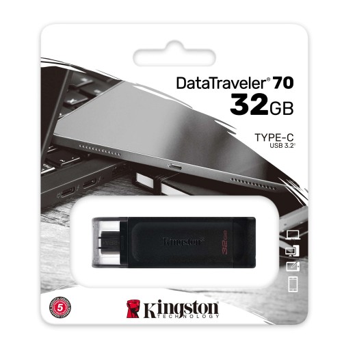 Флеш-накопитель 32Gb Kingston DataTraveler 70 DT70, USB 3.0, OTG, Type-C