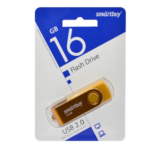 Флеш-накопитель 16Gb SmartBuy Twist, USB 2.0, пластик, жёлтый