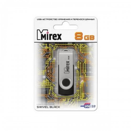 Флеш-накопитель 8Gb Mirex SWIVEL, USB 2.0, пластик, чёрный