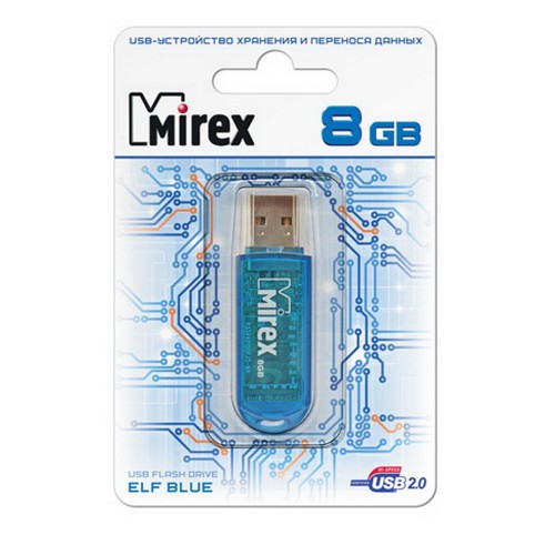 Флеш-накопитель 8Gb Mirex ELF, USB 2.0, пластик, синий