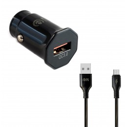 Блок питания автомобильный 1 USB FaisON A-20, EDGE, 3000mA, QC3.0, кабель микро USB 1.0м, цвет: чёрный

