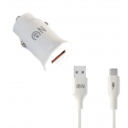 Блок питания автомобильный 1 USB FaisON A-20, EDGE, 3000mA, QC3.0, кабель Type-C, 1.0 м, цвет: белый
