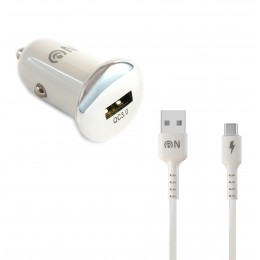 Блок питания автомобильный 1 USB FaisON A-26, Lap, 3000mA, 18Вт, QC3.0, кабель Type-C, цвет: белый, серебряная вставка
