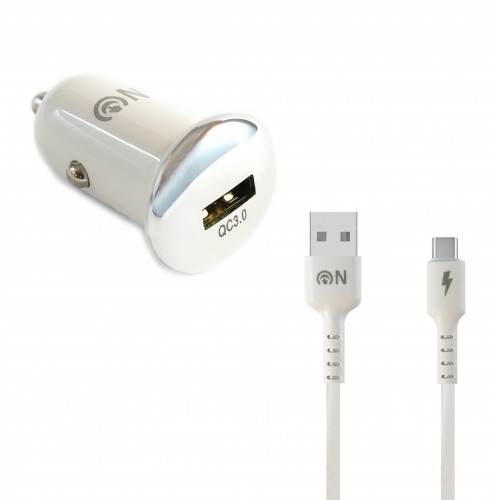 Блок питания автомобильный 1 USB FaisON A-26, 3000mA, QC3.0, белый
