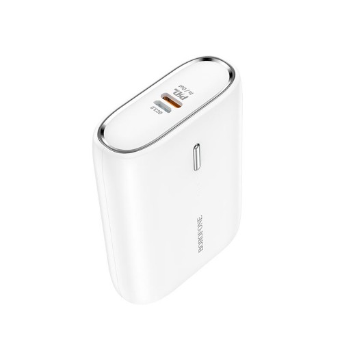 Аккумулятор внешний Borofone BJ21, 10000mAh, пластик, PD20W, выход USB, Type-C, индикатор, 3.0A, цвет: белый