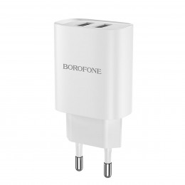 Блок питания сетевой 2 USB Borofone BN2, 2100mA, цвет: белый