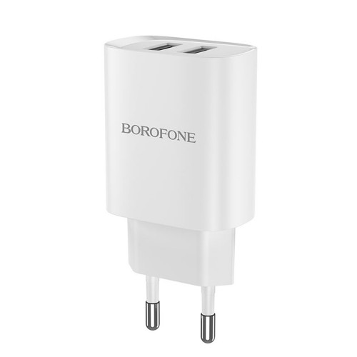 Блок питания сетевой 2 USB Borofone BN2, 2100mA, цвет: белый