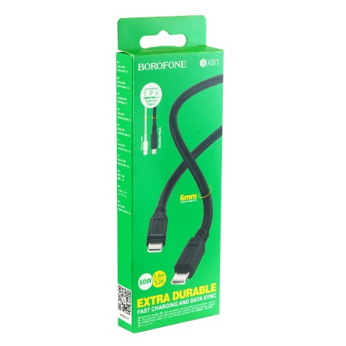 Кабель Type-C - Type-C Borofone BX81 Goodway, 1м, 3A, 60Вт, чёрный
