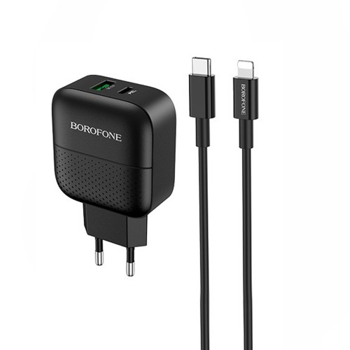 Блок питания Borofone BA46A 18Вт, 1 USB, 1 Type-C, черный
