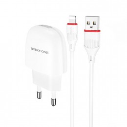 Блок питания сетевой 1 USB Borofone BA49A, Vast power, 2100mA, кабель 8 pin, цвет: белый
