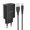 Блок питания Borofone BN1, 1 USB, 2100mA, чёрный, Type-C
