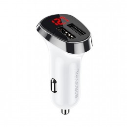 Блок питания автомобильный 2 USB Borofone BZ15, Auspicious, 2400mA, 12Вт, цвет: белый
