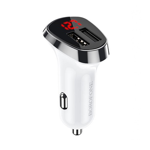 Блок питания автомобильный 2 USB Borofone BZ15, 2400mA, белый
