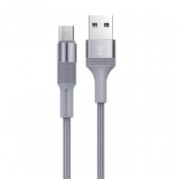 Кабель USB - микро USB Borofone BX21 Outstanding, 1.0м, круглый, 2.4A, ткань, цвет: серый