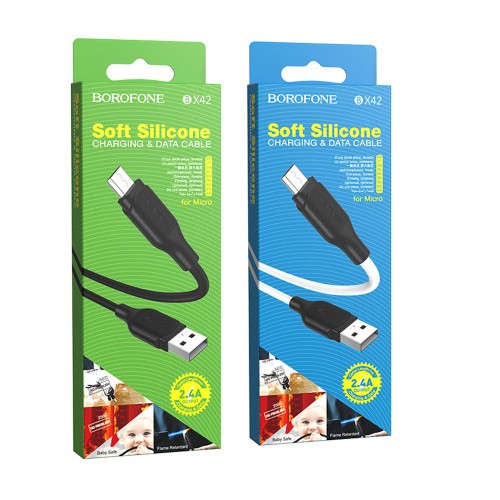 Кабель USB - микро USB Borofone BX42 Encore, 1м, 2.4A, чёрный
