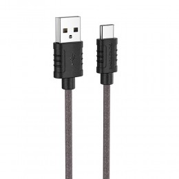 Кабель USB - Type-C Borofone BX52 Airy, 1.0м, круглый, 3.0A, силикон, цвет: черный

