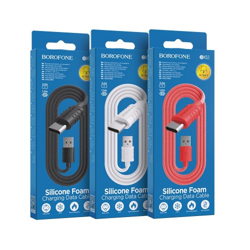 Кабель USB Type-C Borofone BX52 Airy, 1м, 3.0A, черный
