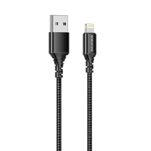 Кабель USB - 8 pin Borofone BX54 Ultra bright, 1.0м, 2.4A, цвет: чёрный, не упакован