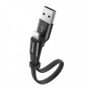 Кабель USB - 8 pin Baseus Nimble, 0.23м, плоский, 2.0A, силикон, цвет: чёрный