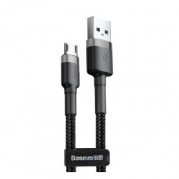 Кабель USB - микро USB Baseus Cafule, 1.0м, 2.4A, цвет: серый, чёрная вставка