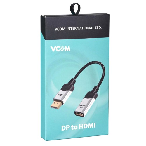 Адаптер DisplayPort(m) - HDMI(f) VCOM CG621M, 0.15м, для монитора, телевизора, 4K@60Hz, цвет: серый