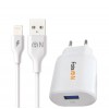 Блок питания сетевой 1 USB FaisON FS-Z-974, Mighty, 2100mA, кабель 8 pin, цвет: белый