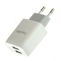 Блок питания сетевой 2 USB FaisON HC73A, Glorious, 2400mA, кабель 8 pin, цвет: белый