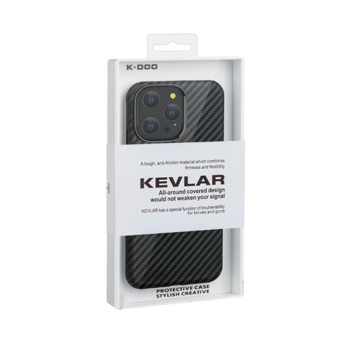 Накладка задняя K-Doo для APPLE iPhone 14 Max, Kevlar, под карбон, цвет: чёрный