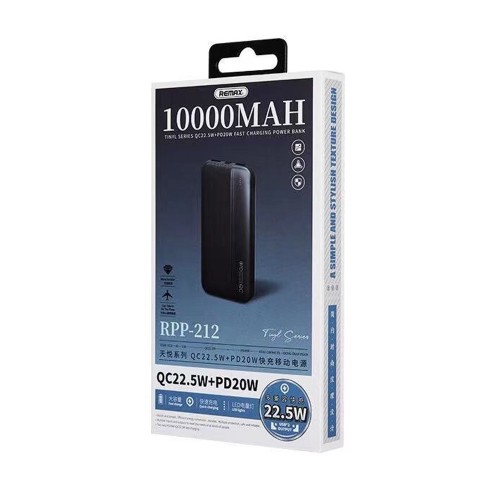 Аккумулятор внешний Remax RPP-212, Tinyl, 10000mAh, PD3.0, цвет: черный