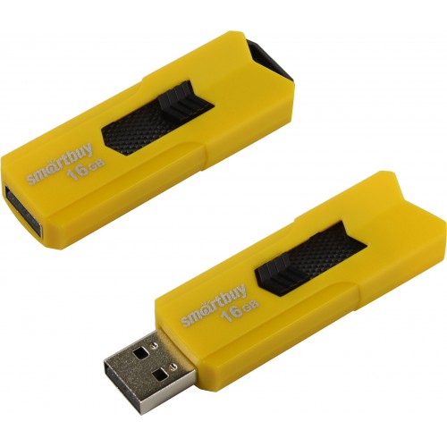 Флеш-накопитель 16Gb SmartBuy Stream, USB 2.0, пластик, жёлтый