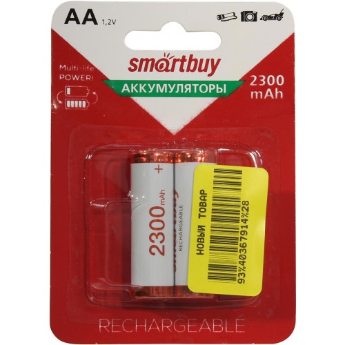 Аккумулятор AA SmartBuy, R06-2BL, 2300mAh, (2/24/240)