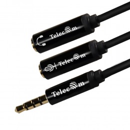 Кабель Jack 3,5mm(m) - 2xJack 3,5mm(f) TELECOM TAV204M, 0.2м, цвет: чёрный