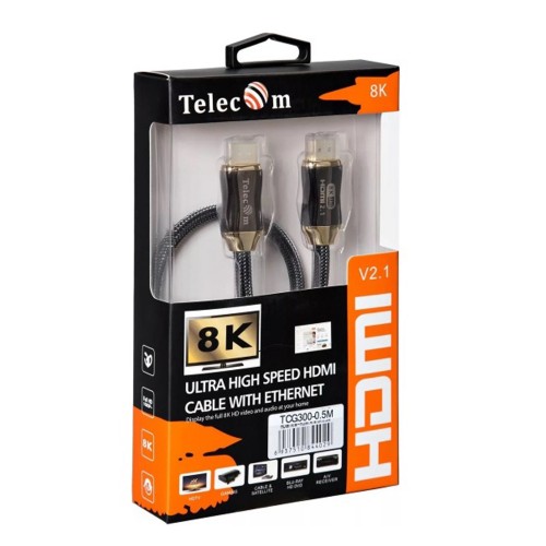 Кабель HDMI(m) - HDMI(m) TELECOM TCG300, 0.5м, 8K, 60Гц, цвет: серый