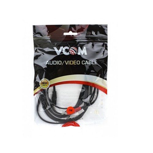 Кабель Jack 3,5mm(m) - 3xRCA(m) VCOM VAV7183, 3.0м, цвет: чёрный