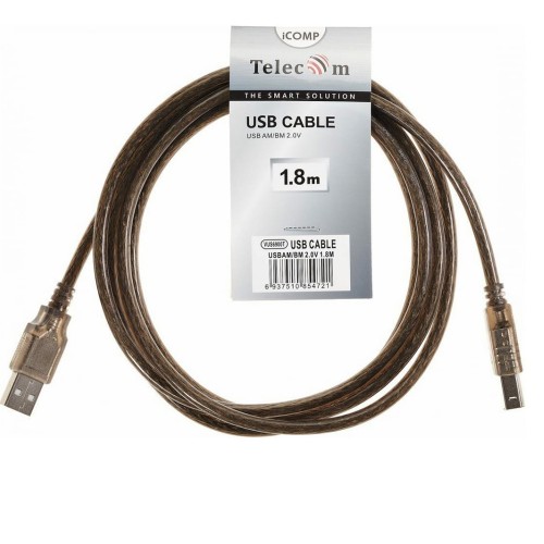 Кабель USB 2.0 A(m) - USB 2.0 B(m) TELECOM VUS6900T, 1.8м, чёрный
