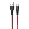 Кабель USB - Type-C Borofone BX39, 1.0м, 3,0А, цвет: чёрный, красный