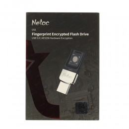 Флеш-накопитель 64Gb Netac AES US1, USB 3.0, металл, серебряный, чёрная вставка