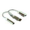 Переходник Type-C(m) на Jack 3,5mm(f), серебряный, плетёный
