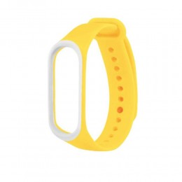 Ремешок для фитнес-браслета XIAOMI Mi Band 4 без бренда, Double color, силикон, цвет: жёлтый, белая вставка

