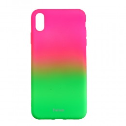Чехол силиконовый без бренда для APPLE iPhone X/XS, Gradient, цвет: красный, зелёный, в техпаке
